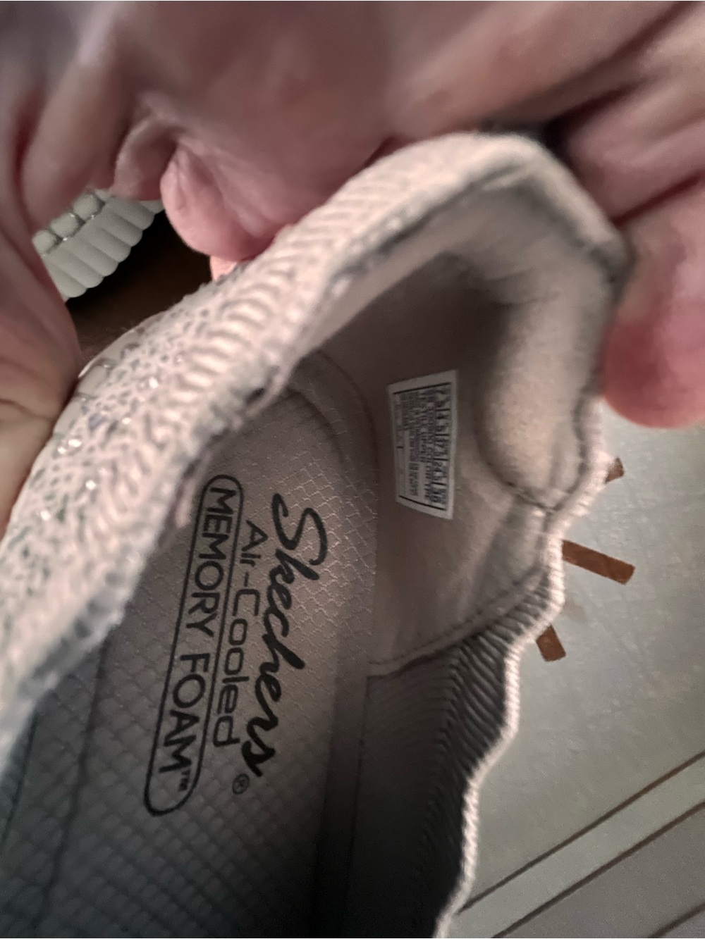 Skechers Slip-On Sneakers in Light Gray with White Sole - Picture 4 of 5